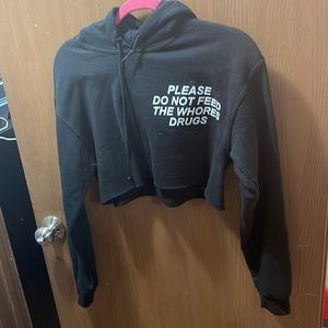 Black ALF Cropped Hoodie